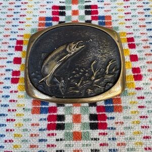 Vintage Brass Fish Belt Buckle